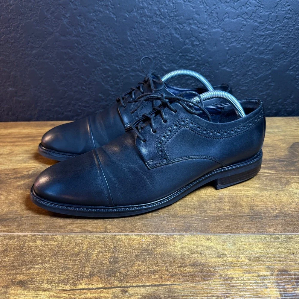 Cole Haan Harrison Grand C28881‎ Black Leather Cap Toe Derby Mens 8 M